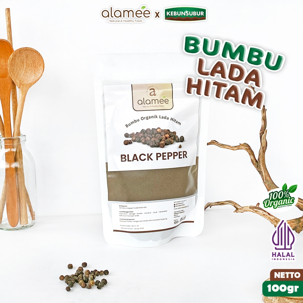 

ALAMEE Bubuk Lada Hitam Black Pepper Powder Bumbu Dapur Instan Blackpepper 100 Gr Organik Kebunsubur