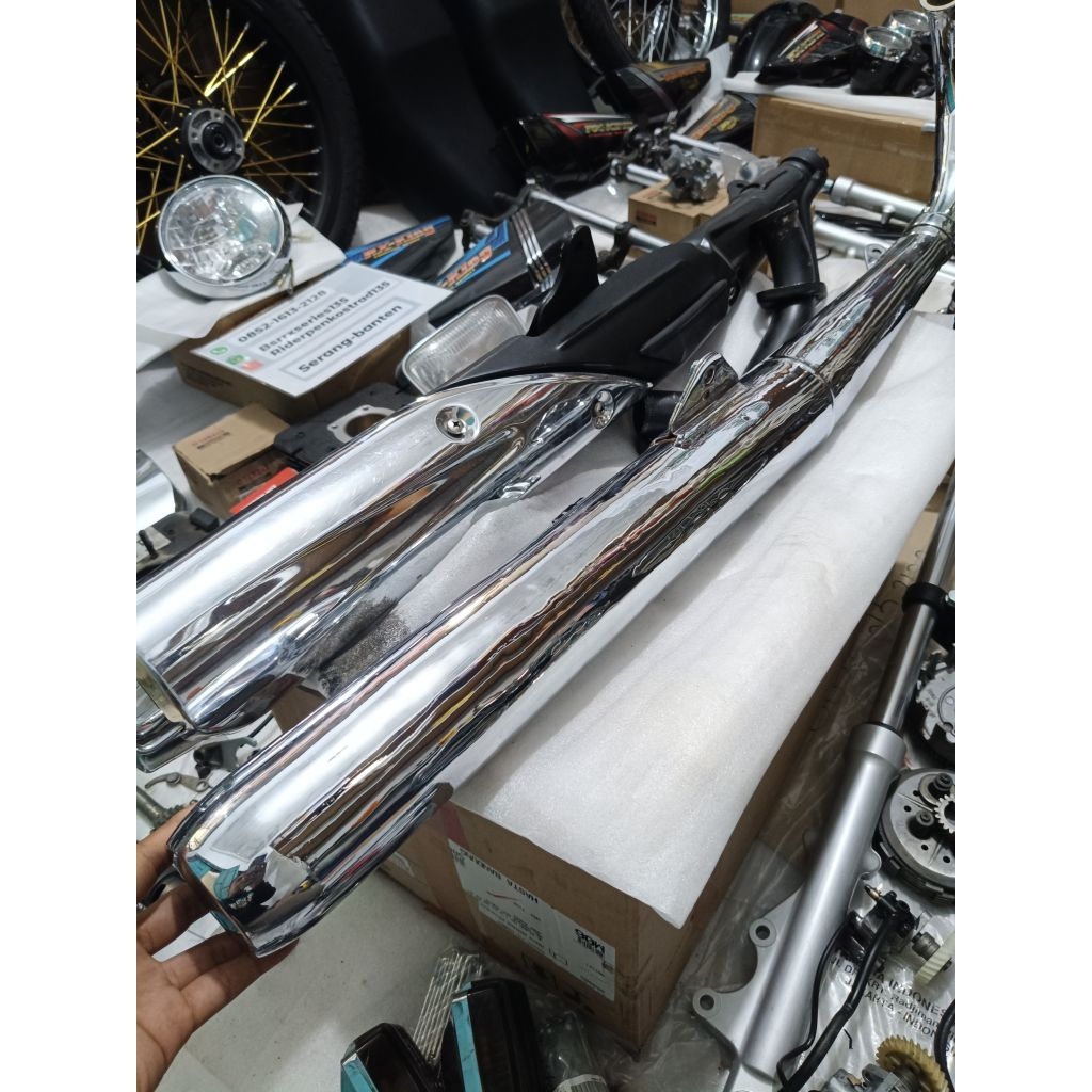KNALPOT/MUFFLER SET RXKING 2004 ORIGINAL UNIT AFTER CHROM ULANG