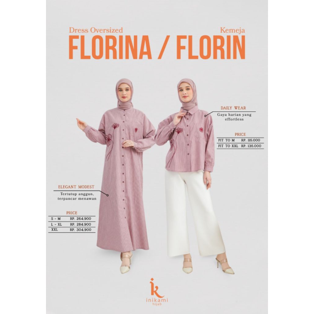 Gamis IniKami Florina Dress - Maroon/ Kemeja Florin - Maroon/ Gamis & Kemeja IniKami Terbaru