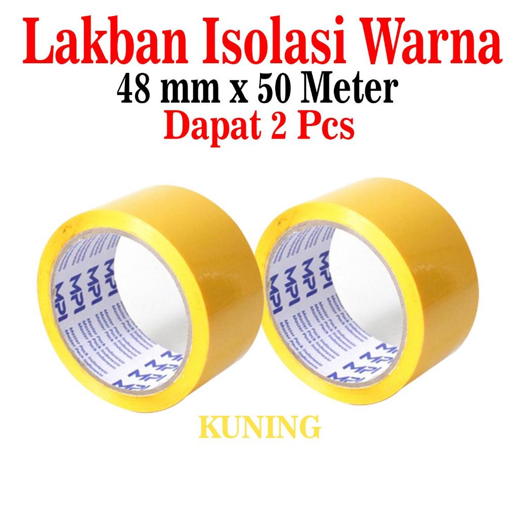 2 PCS - Lakban   Warna Kuning 48 mm x 50 Meter - Lakban Warna
