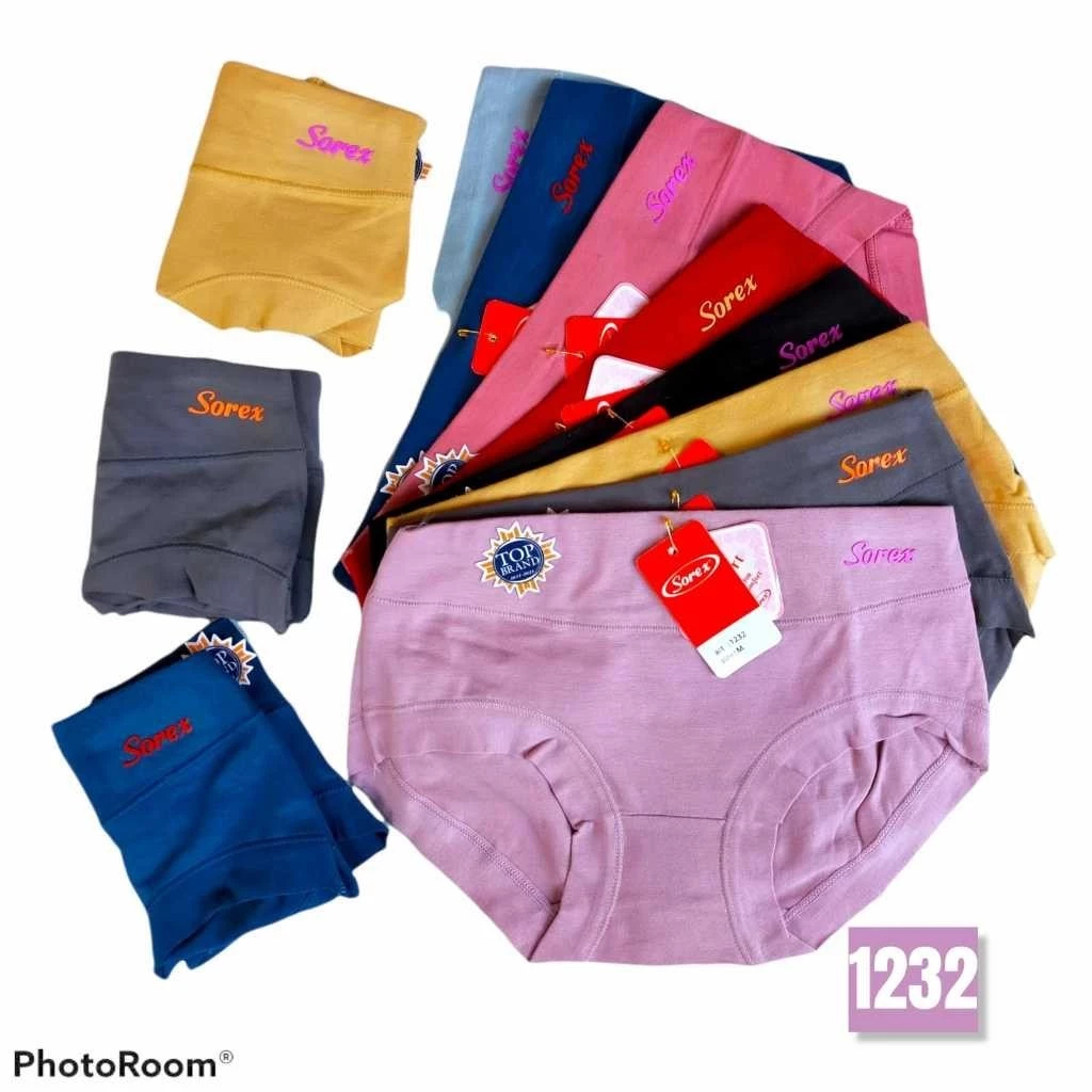 [ 12 Pcs ] CD Sorex 1232 Katun Mix Wanita Logo Timbul Midi - Celana Dalam Perempuan Dewasa