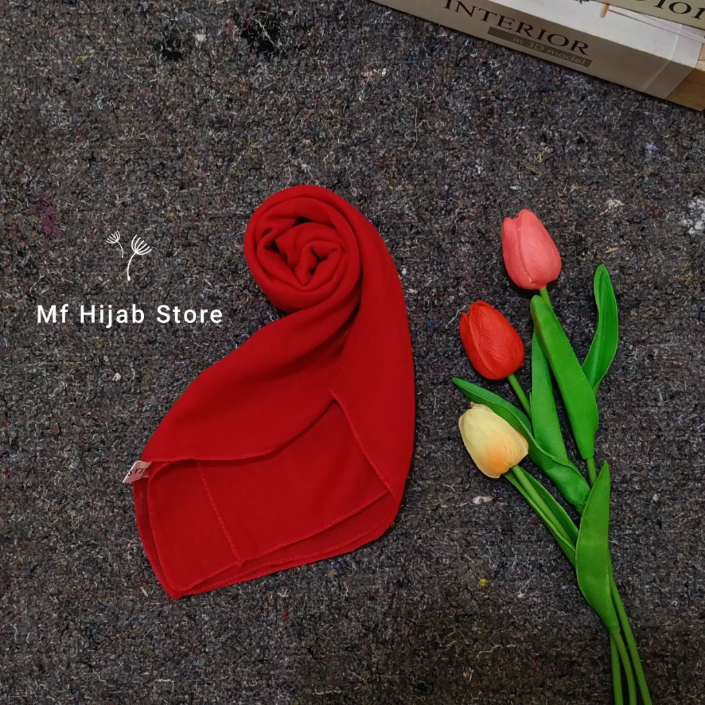 Jilbab Segi Empat Bella Square Neci Premium Merah Cabe