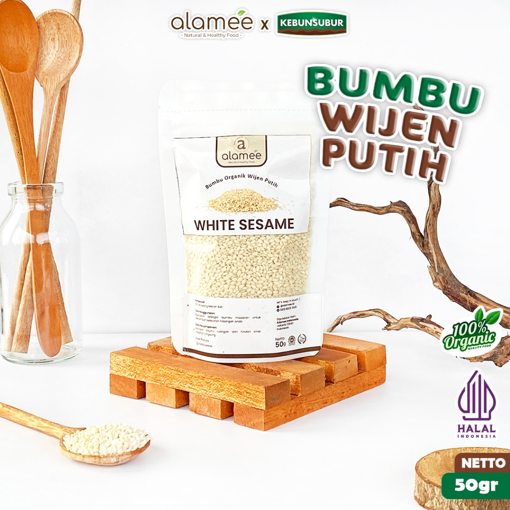 

ALAMEE Wijen Putih Sangrai White Sesame Seed Bumbu Dapur Organik Masak 50 Gram Kebunsubur