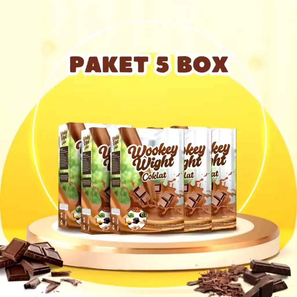 

Murah !!! 5 BOX Wookey Weight Coklat - Susu Penambah Nafsu Makan Dan Penggemuk Badan