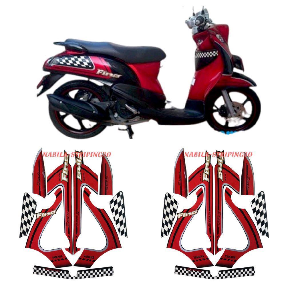 STRIPING STIKER LIS BODY MOTOR YAMAHA FINO KARBU 2012 MERAH STANDAR FULLSET