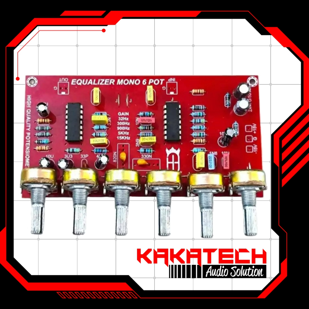Kit Equalizer Mono 6 Potensio Frekuensi 32Hz-15KHz