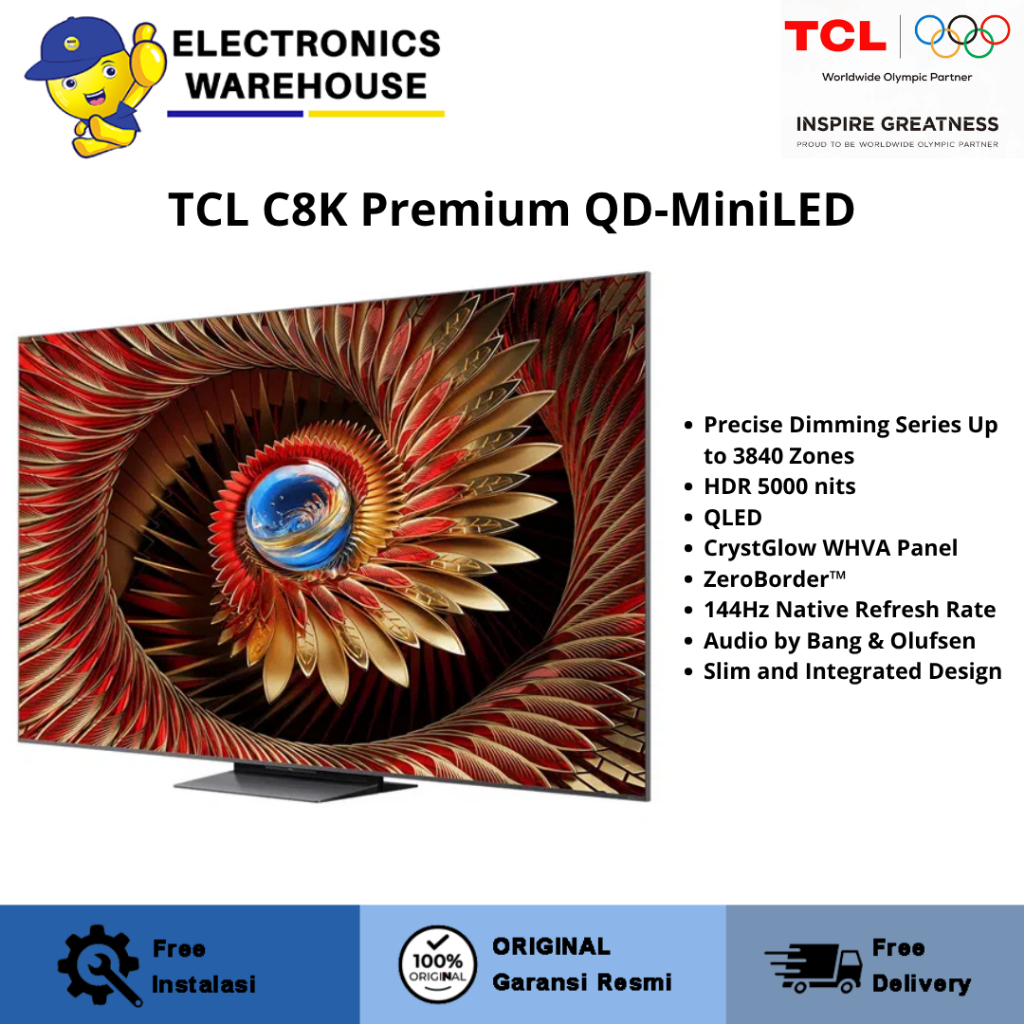 TCL TV 85C8K 85 Inch Premium QD-MiniLED 85 Inch Smart Google TV