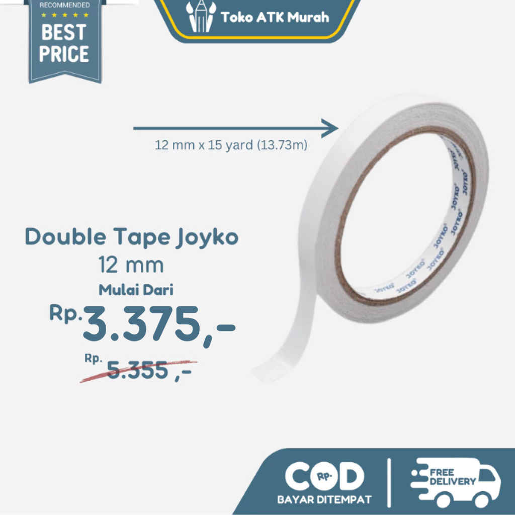 

Double Tape 1/2" / 12mm Joyko Core Blue - Selotape 2 Sisi Bolak Balik