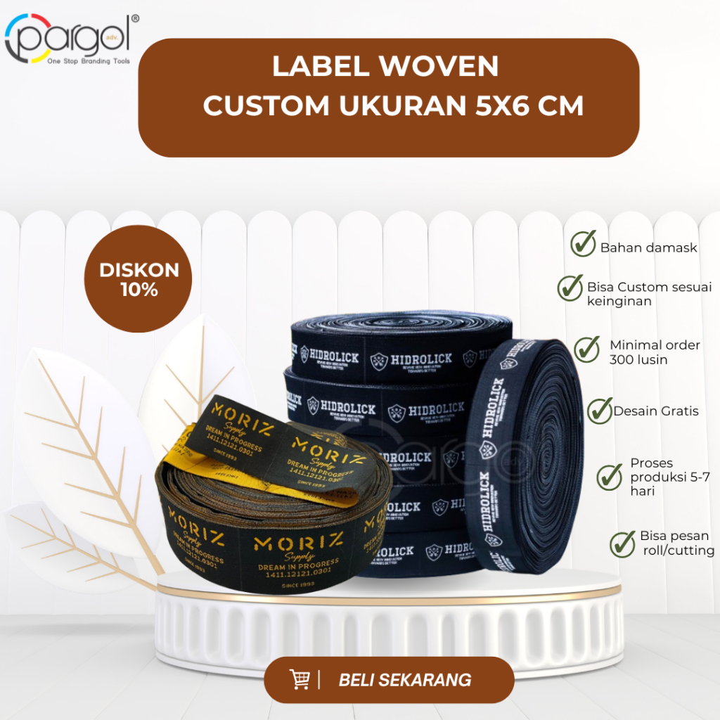 

Label Woven Custom - Nama/Logo Sendiri - Ukuran 5x6 cm