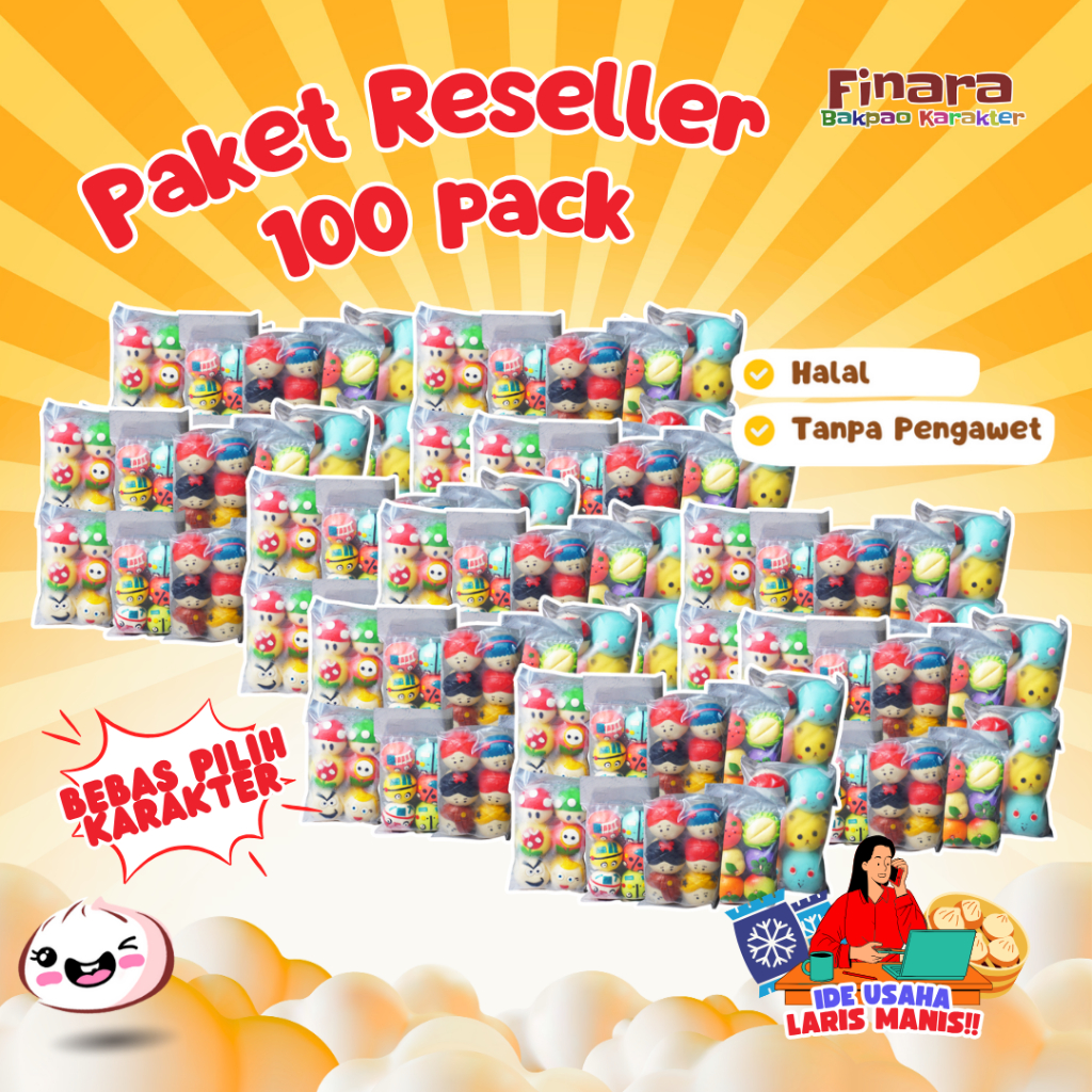 

Paket Reseller 100 Pack Bakpao Karakter Frozen Finara Cemilan Hits
