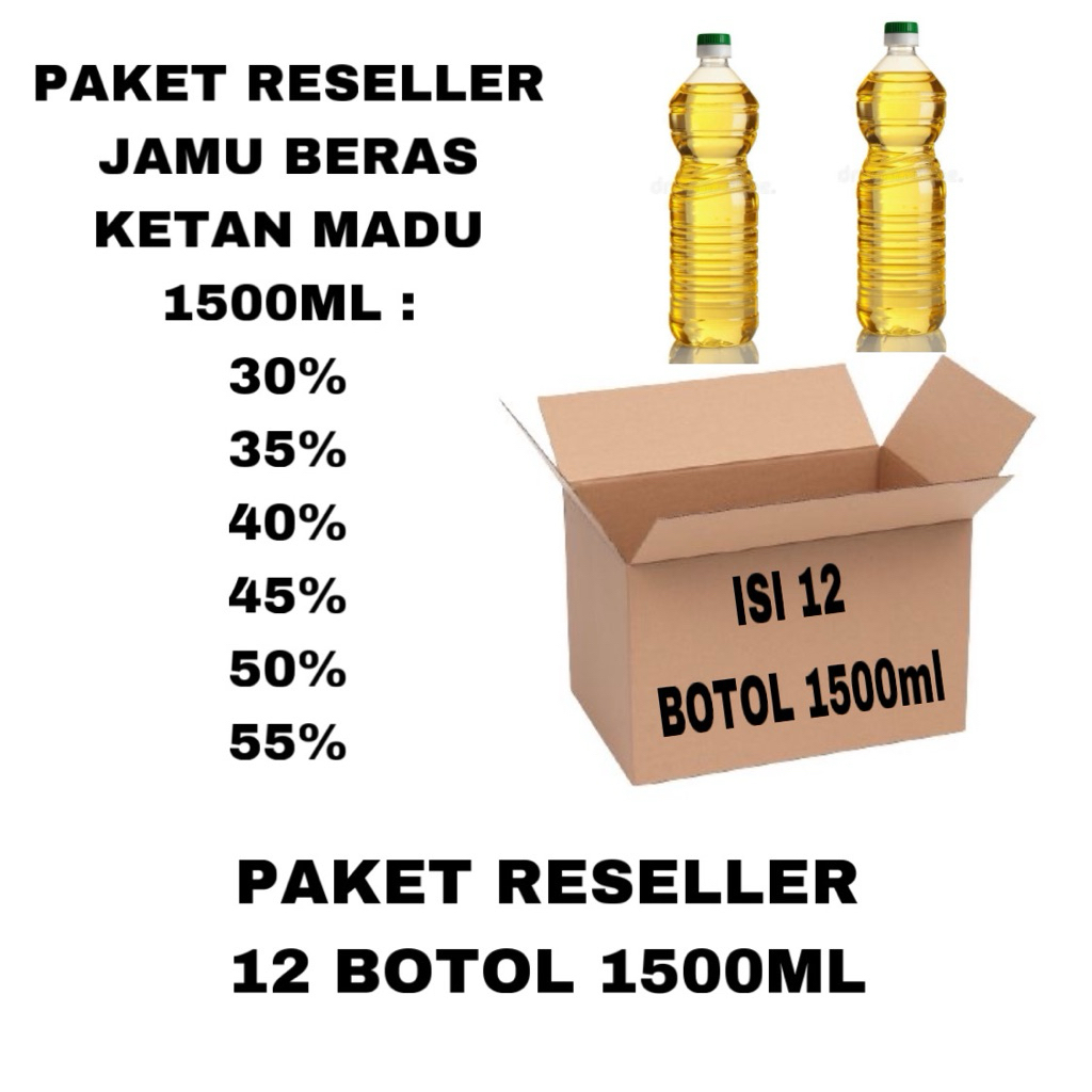 

PAKET RESELLER ISI 12 BOTOL 1500ML , JAMU BERAS KETAN MADU KHAS SIMBAH