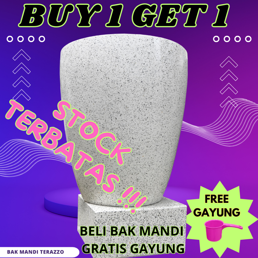 BAK MANDI TERAZZO TIPE GELAS VARIAN PUTIH X BATU HIJAU | BAK AIR TERASO | BAK AIR MINIMALIS