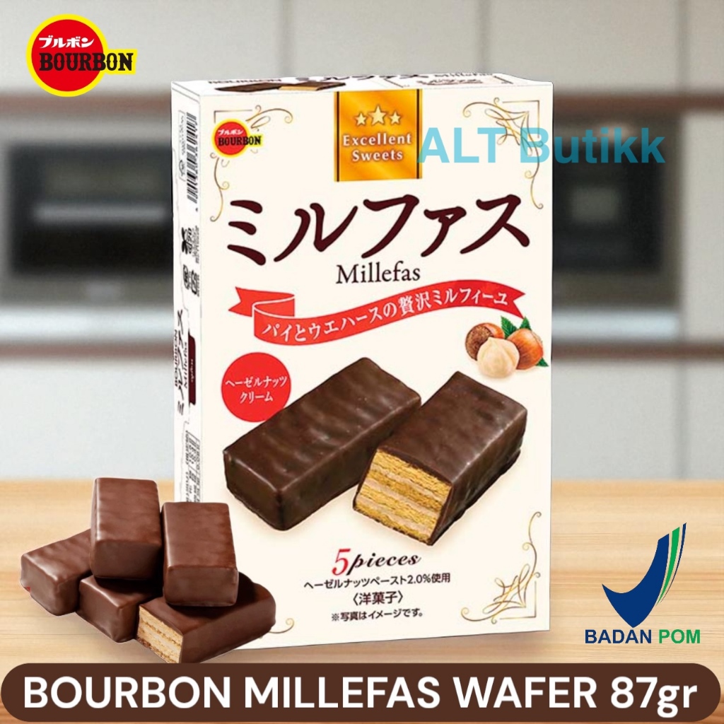 

BOURBON MILLEFAS 87 GR | CRISPY CHOCOLATE WAFER FILLED WITH HAZELNUT CREAM | BISKUIT JEPANG