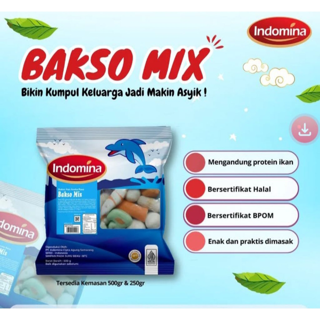 

Indomina bakso ikan mix aneka rasa 500gr