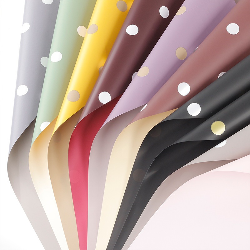 

(20 LEMBAR) Cellophane bicolor polkadot / kertas wrapp flower motif totol