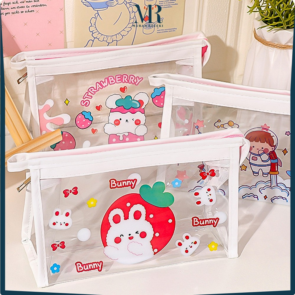 

EC Tempat Pensil Transparan Motif Kartun Tas Pouch Travel Multifungsi / Tas Pencil Case Anak Ala Korea Serbaguna MR A60