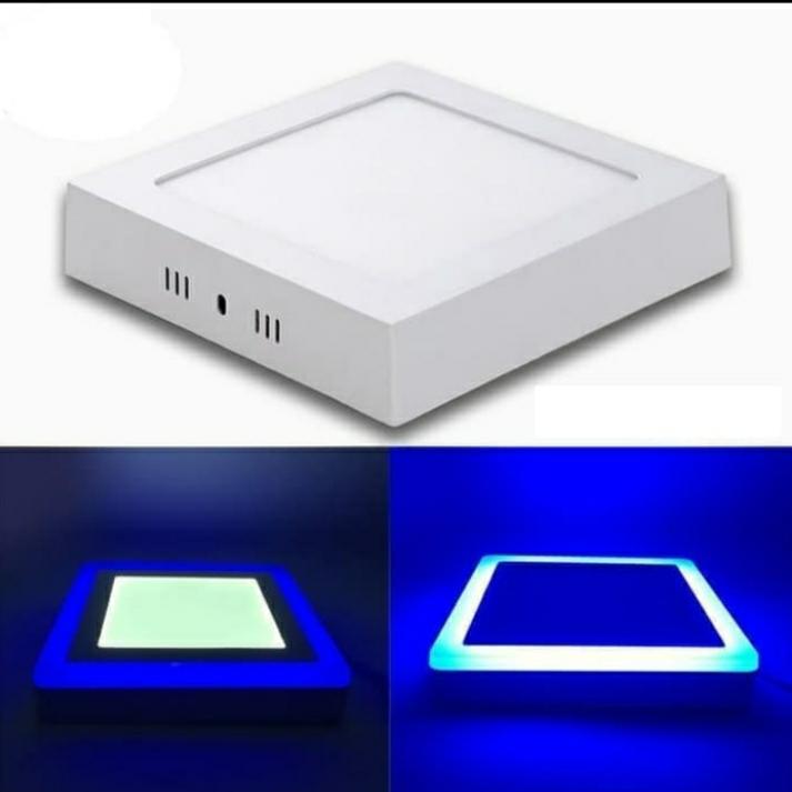 Lampu Downlight Led panel 2 warna putih biru Kotak Segi 18 watt 6watt