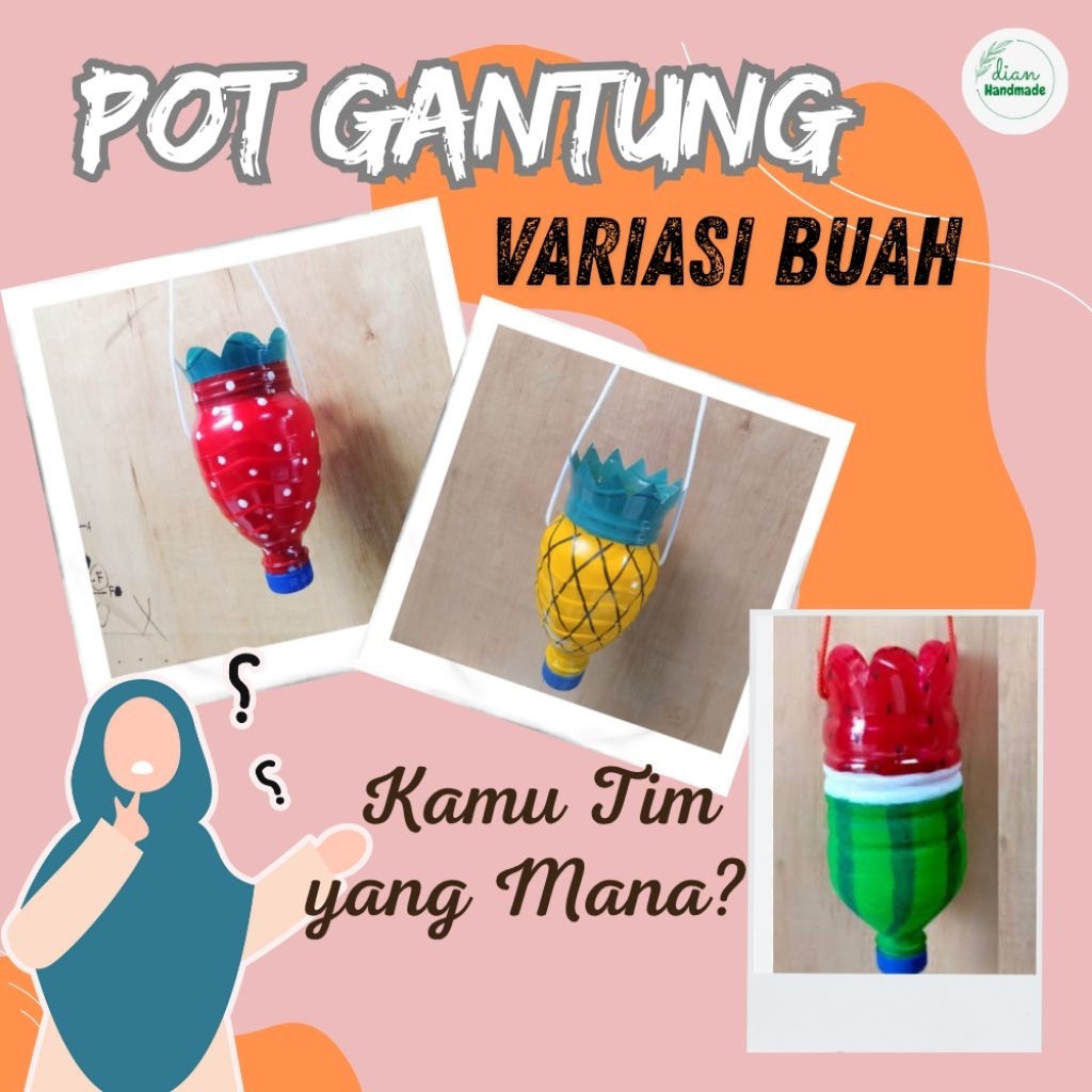 Prakarya Pot Gantung Botol Plastik Unik Variasi Buah | Handmade | Kerajinan Tangan Pot Tanaman Hias 