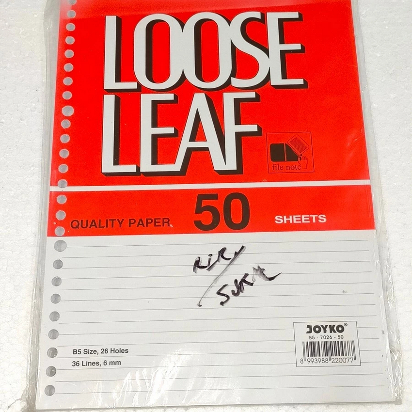 

Kertas Isi binder Besar Ukuran B5 isi 50 sheets lbr Lembar - Loose Leaf kertas map binder Ori 100% Original Asli Authentic