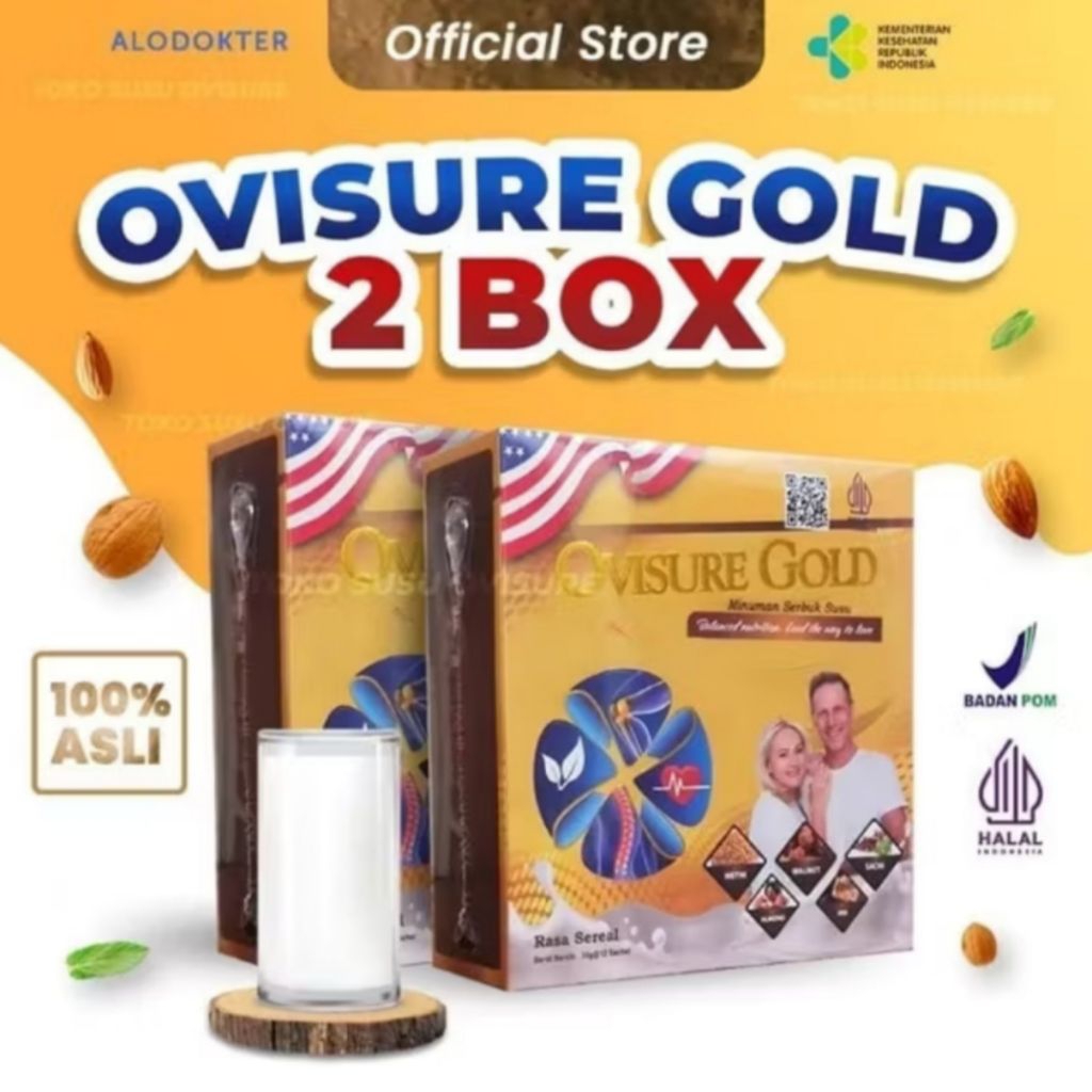

( 2 BOX ) OVISURE GOLD ORIGINAL Susu Vitamin Tulang & Sendi Atasi Nyeri Sendi Osteoporosis Susu Ovisure Gold