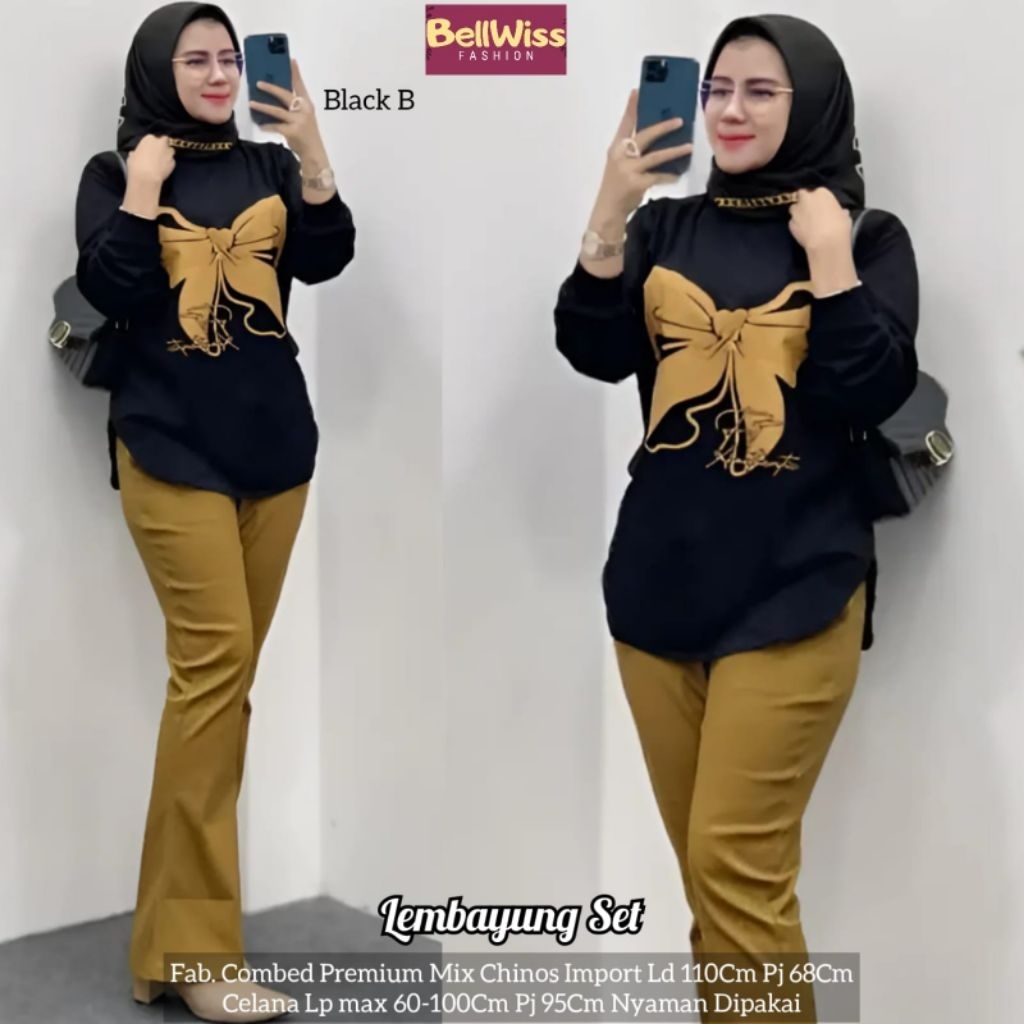 lembayung setelan cargo wanit by belwis tunik kaos babyterry celana highwaist kulot celana chinos wa