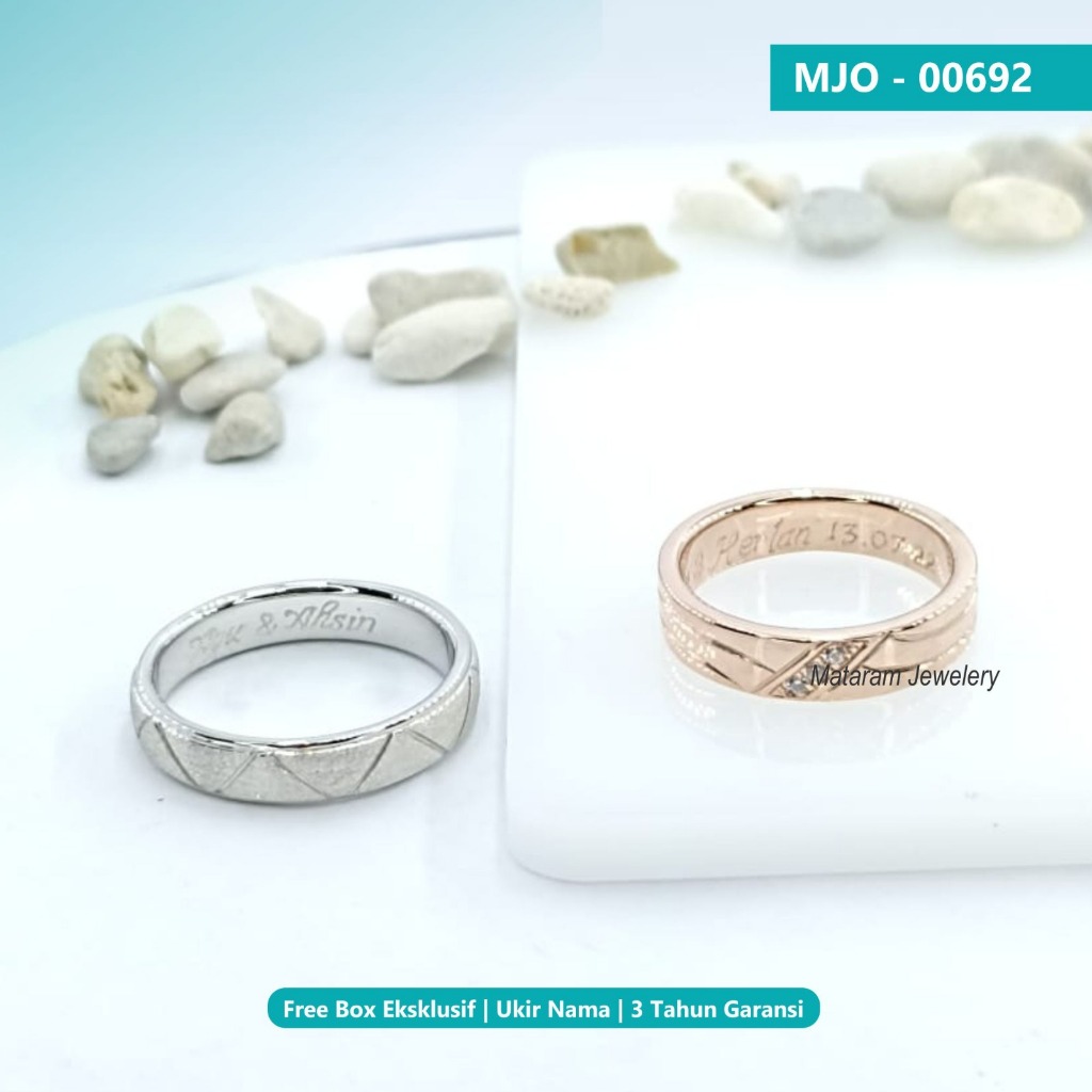 Cincin Kawin Couple Perak Silver & Emas Gold Sepasang - Bebas Request Model Cincin Custom By Mataram