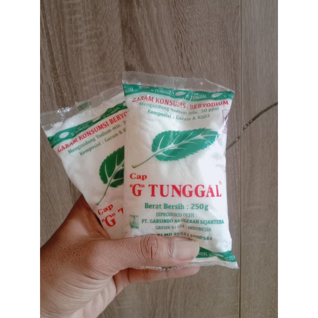 

GARAM HALUS CAP G'TUNGGAL KEMASAN 250 GRAM-TEKSTUR HALUS DAN RASA ASIN YANG PAS