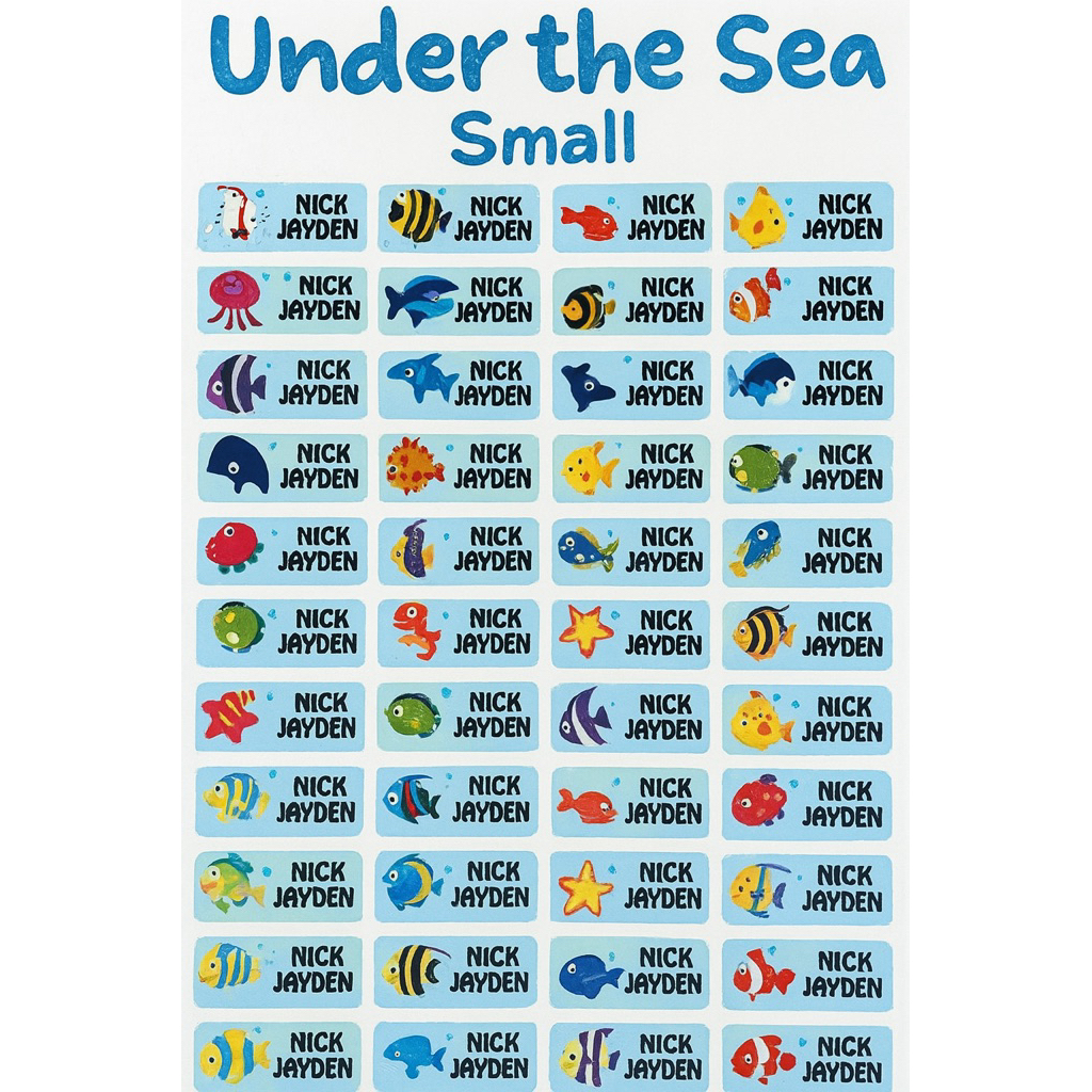 

LABEL NAMA UNDER THE SEA SIZE S DAN M