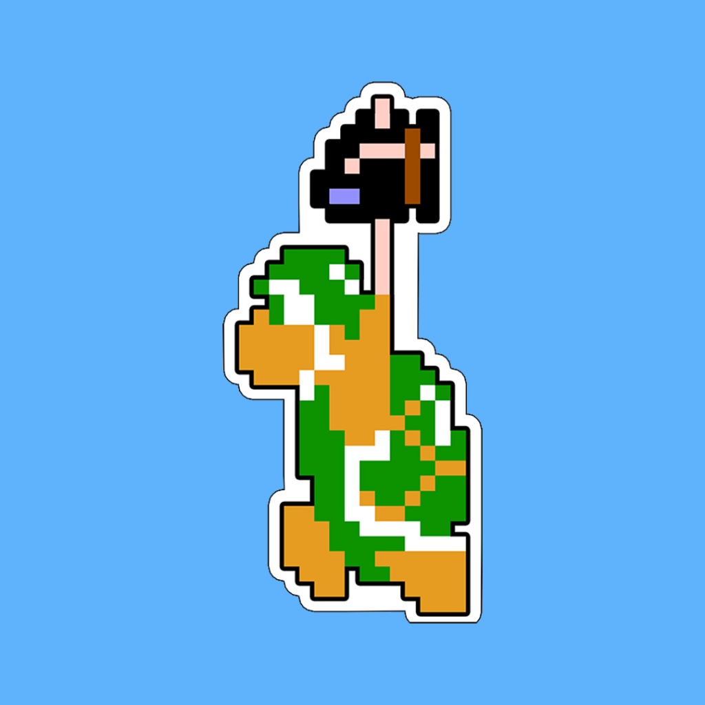 

Stiker Game Nintendo 8 Bit Mario Bros Koopa Hammer Waterproof Pixel Arcade Console Sega Gameboy