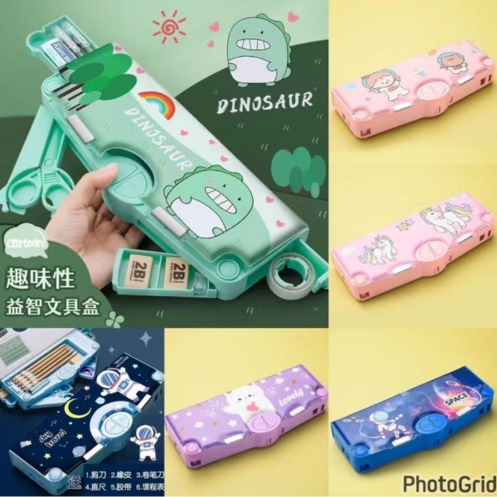 

Tepak Pensil Multifungsi anak karakter kotak lengkap gunting isolasi