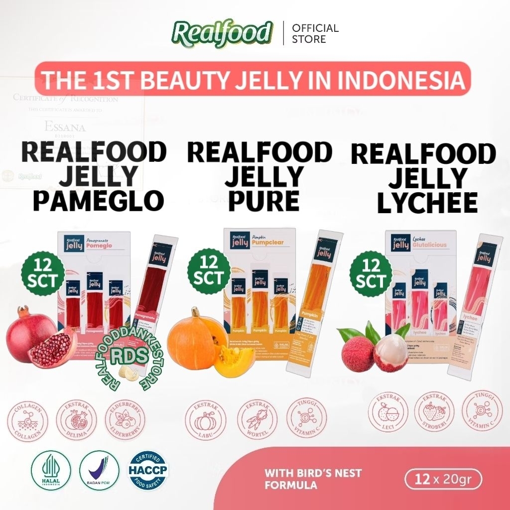 

Realfood Jelly Flawless , Pure , Leci 12 Sct ( Cemilan Sehat Dengan Formulasi Buah Dan Sarang Burung Walet ) RDS