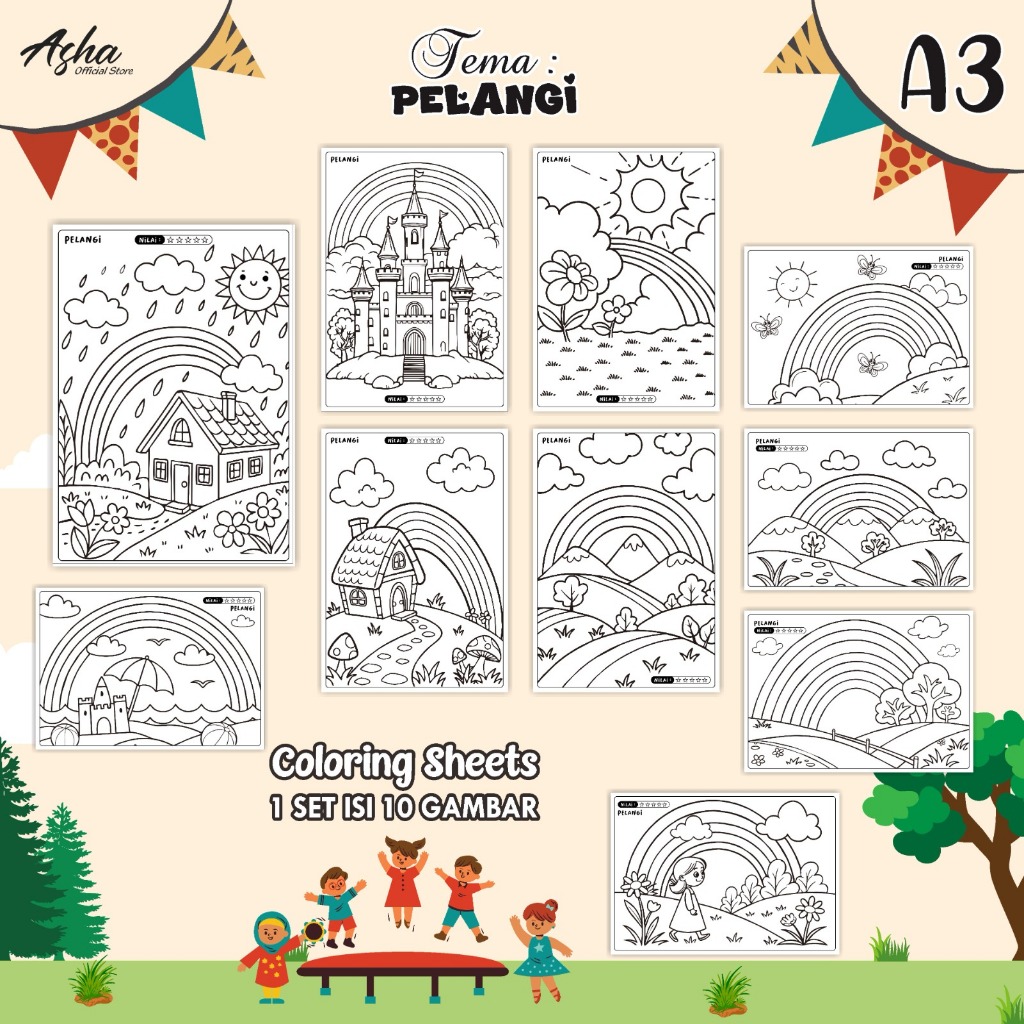 

KERTAS MEWARAI ANAK JUMBO A3 - LEMBAR MEWARNAI BERVARIASI READY STOCK - COLORING SHEETS ANAK PAUD/TK