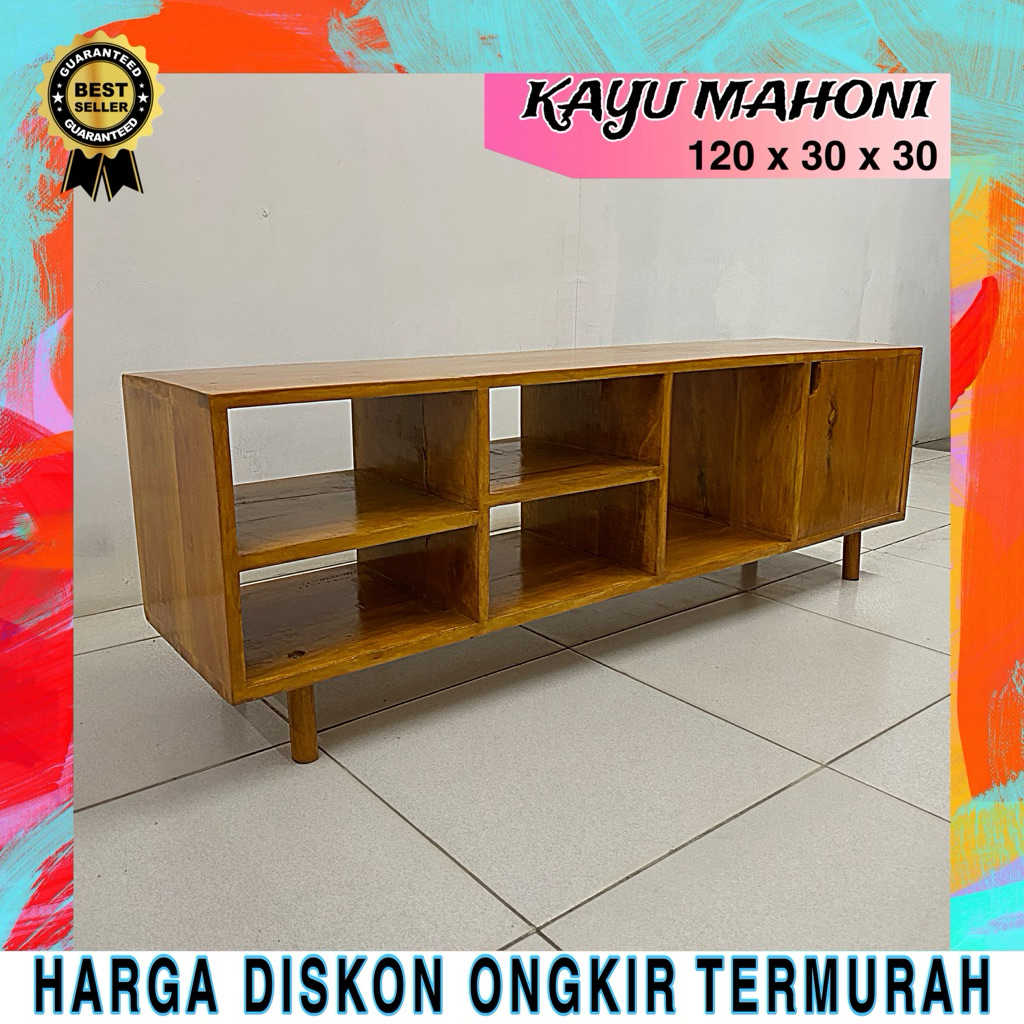 [Ready Stock] Meja TV 120cm Modern Kayu Mahoni
