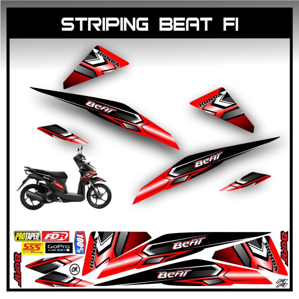 STIKER STRIPING HONDA BEAT FI GRAFIS RACING NEW 05 / STIKER BEAT Fi RACING NEW / STOK DECAL