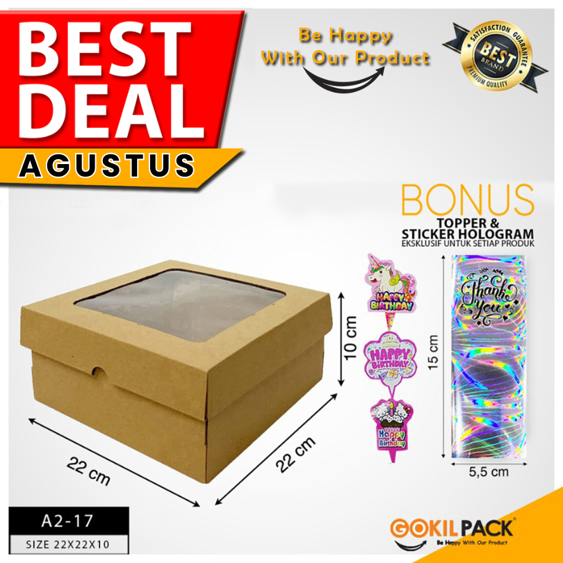 

Kotak Kue | Dus Kue | Kotak serbaguna | Kraft | Murah 22x22x10 Kotak Kue Mika I A2-17