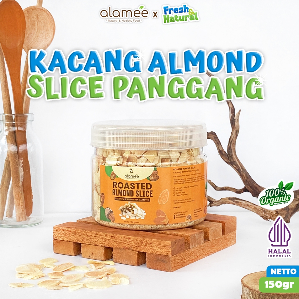

ALAMEE Roasted Almond Sliced Almon Slice irisan panggang Kacang Almond Pacang Slice 150gr fresh and natural