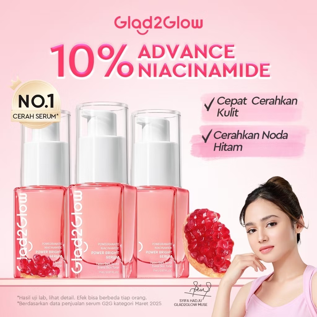 Glad2Glow Serum - 10% Advance Niacinamide Brightening Mencerahkan Mengurangi Flek Menghaluskan Kulit