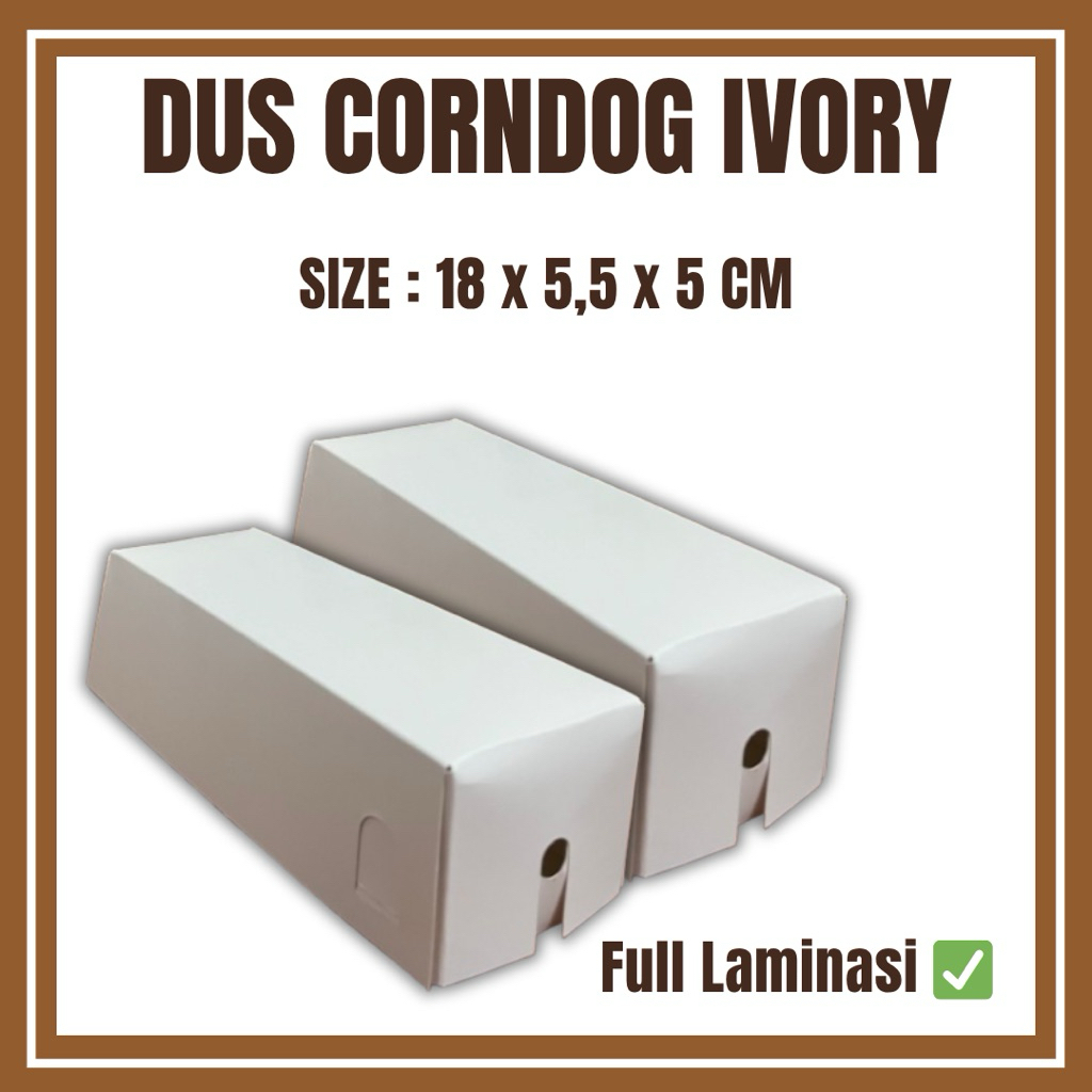 

DUS CORNDONG IVORY - Box corndog putih TERMURAH 18 x 5,5 x 5 CM full laminasi