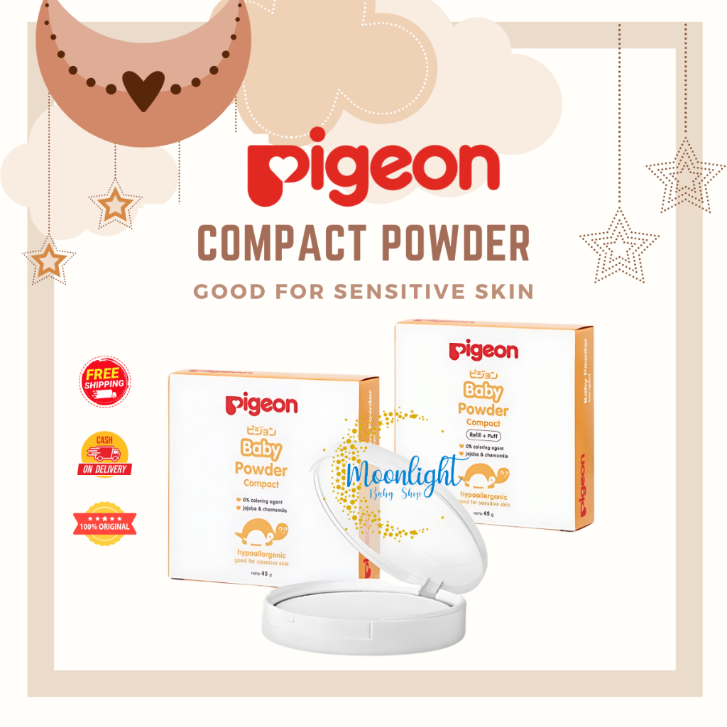 Pigeon baby powder compact Bedak Padat Bayi - Baby Compact Powder Cake refill Chamomile White 45 Gr