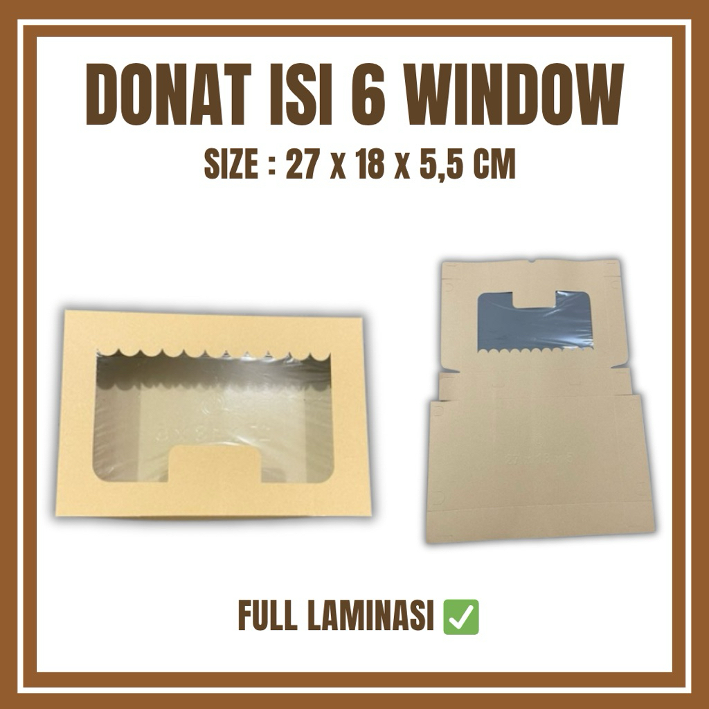 box donat window Lembaran 27 cm x 18 cm x 5 cm donat isi 6 / 9 - 12 donat mini Termurah