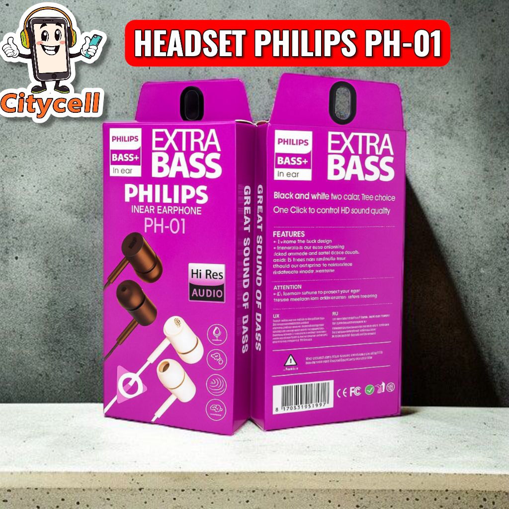 Headset Handsfree Philips PH-01 Extra Bass Suara Jernih Earphone  Jack 3.5mm Musik HP Android
