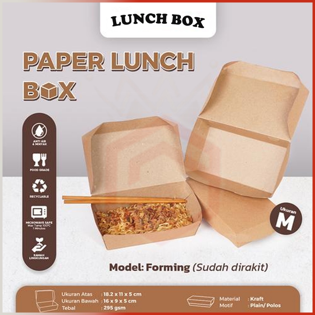 

Kotak Makan Kertas Paper Lunch Warna Coklat Dus Kemasan Makanan Kraft Size M Medium