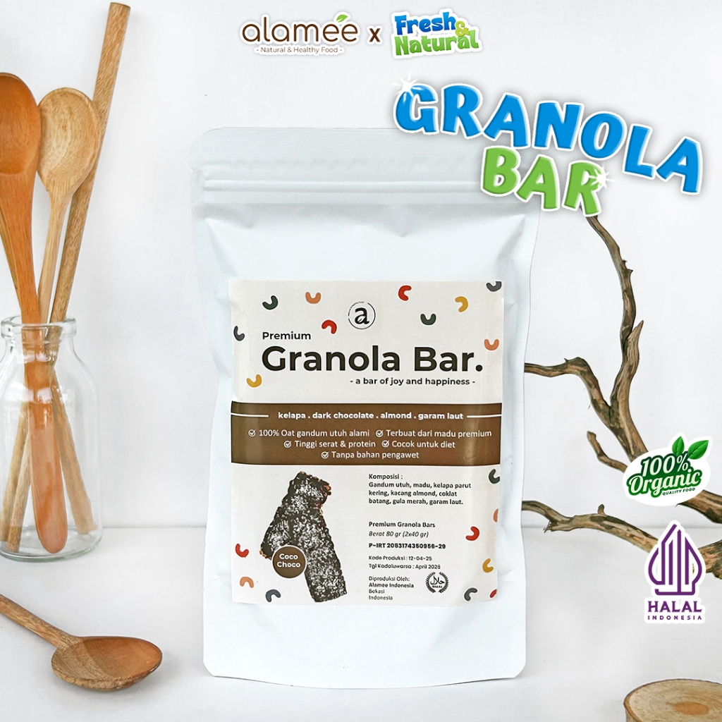 

ALAMEE Granola Bar Snackbar Coconut Choco Cemilan Diet Healthy Snack Sehat Rendah Kalori 80gr fresh and natural