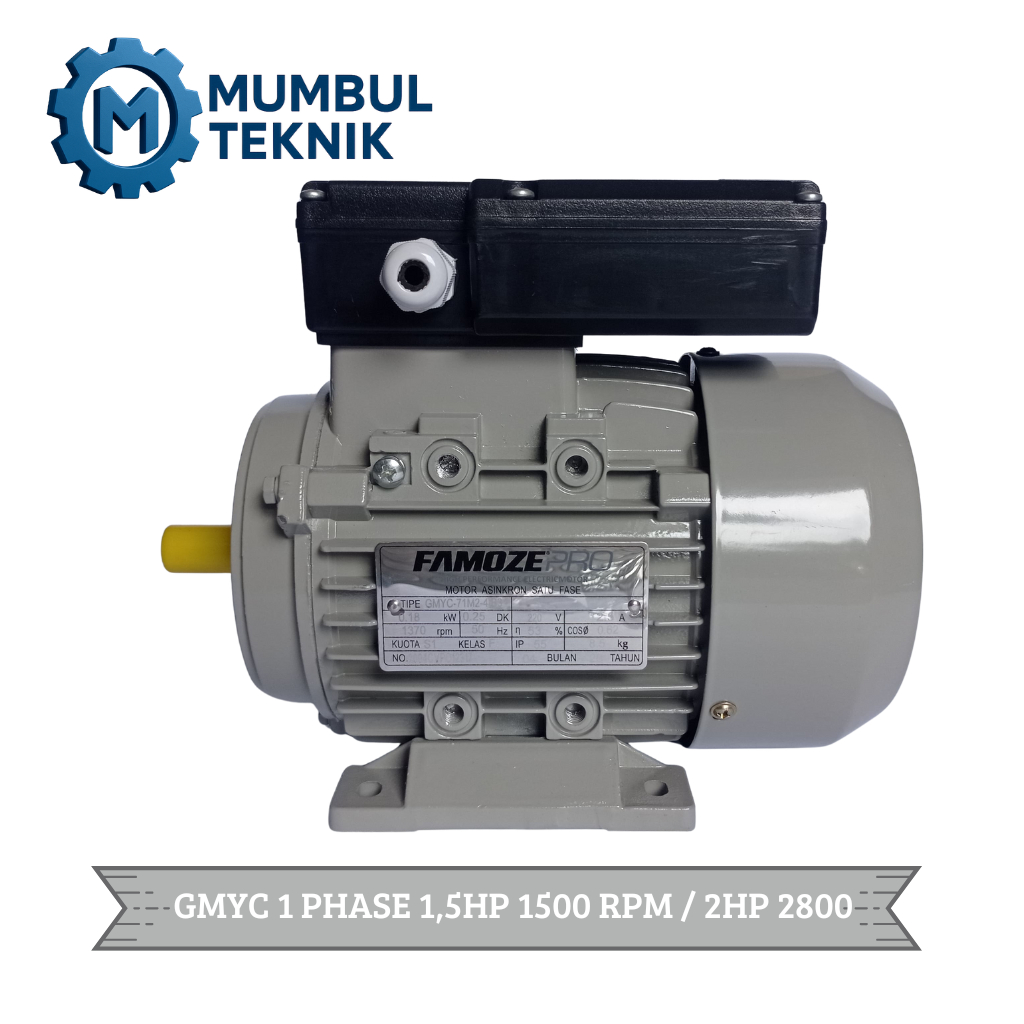 Famoze Pro Dinamo 1 Phase 1,5 Hp 1400 Rpm / 2 HP 2800 RPM Motor Penggerak GMYC 1,5 PK 2 PK