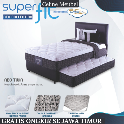 Full Set Ori . Springbed Comforta Superfit Neo TWIN . Sandaran LOGAN / Comforta