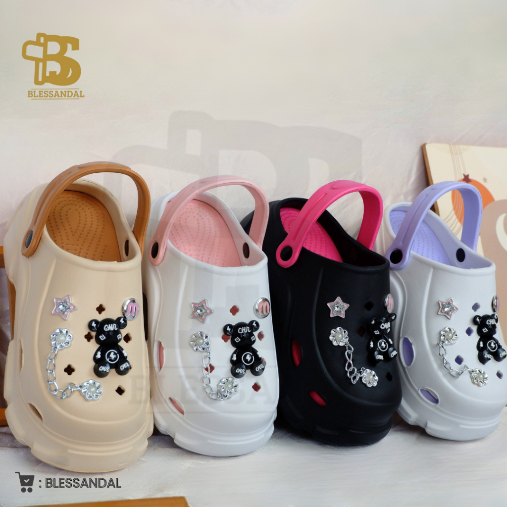 Sandal Kodok Wedges Dewasa Bear Elegan Tali Polos/Sandal Kodok Wedges Dewasa Bear