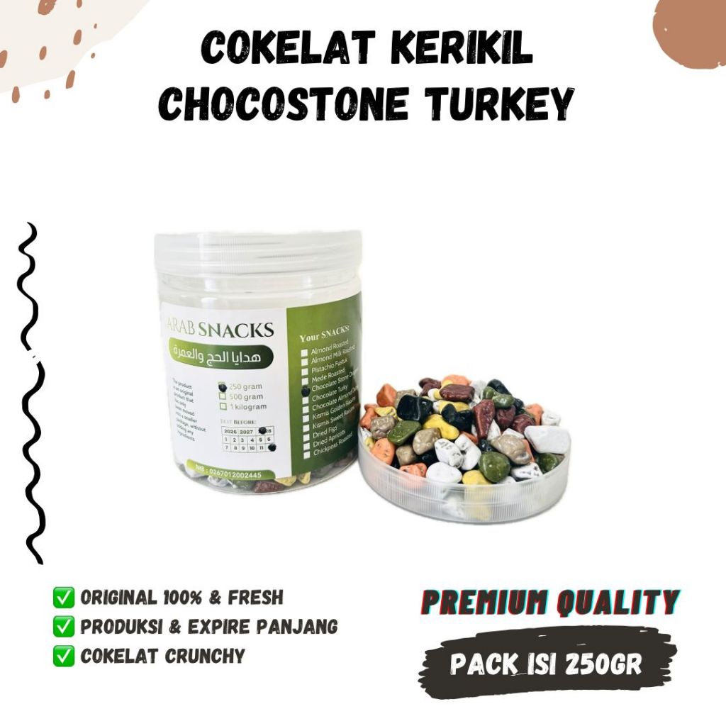 

COKELAT KERIKIL 250gr Turki Coklat Turkey Krikil Turky Cokil Batu Susu Choco Stone Cokelate Arab