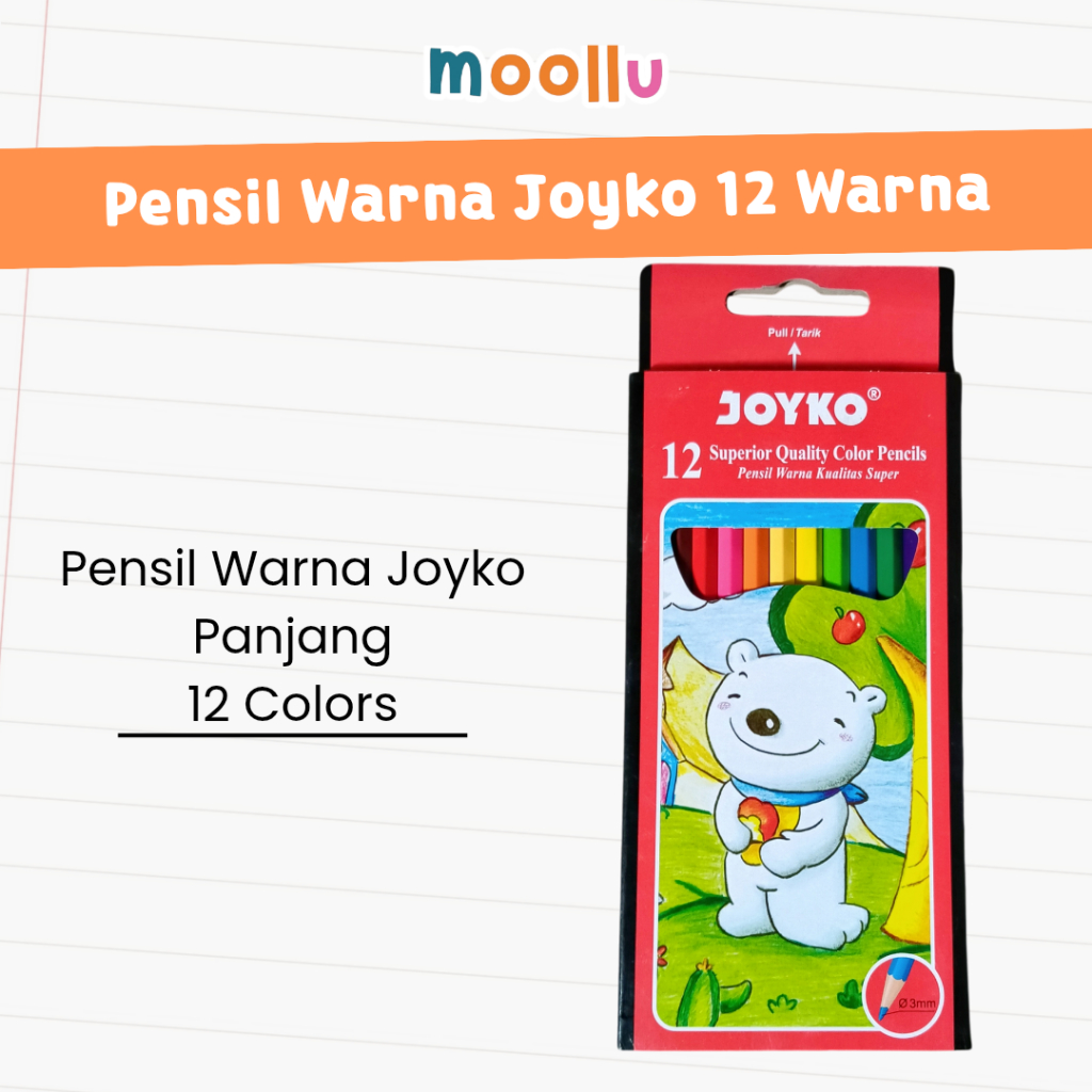 

Pensil Warna Joyko Isi 12 Warna Panjang / Warna Tebal