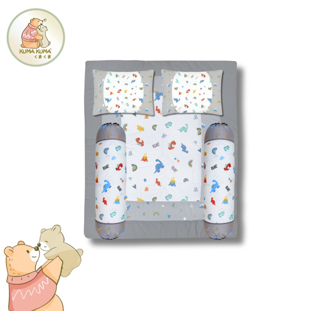 KumaKuma Bed Cover Set Bayi Motif + 2 Bantal 2 Guling / Bed Cover Set / Kado Lahiran Bayi
