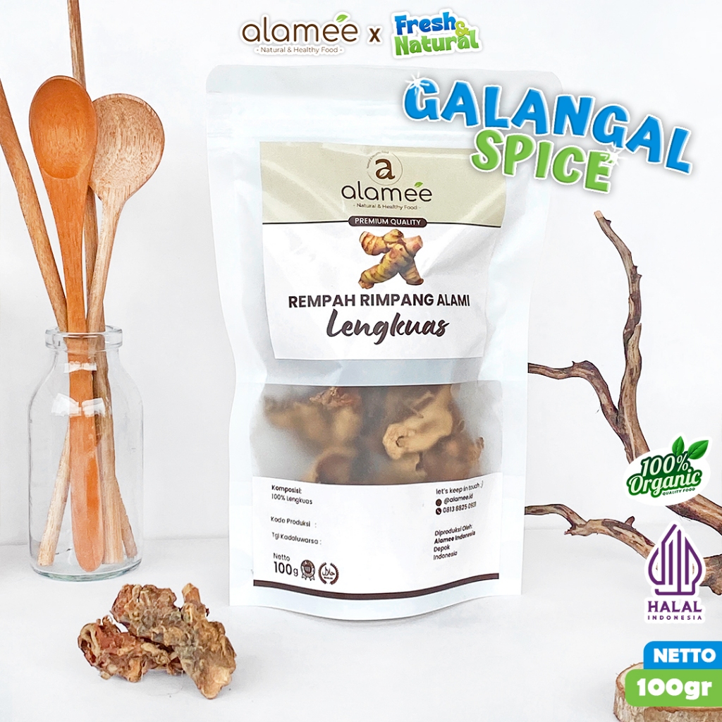 

ALAMEE Lengkuas Kering Dried Galangal Iris Rempah Organik Alami Bumbu Seasoning Masakan Masak 100gr fresh and natural